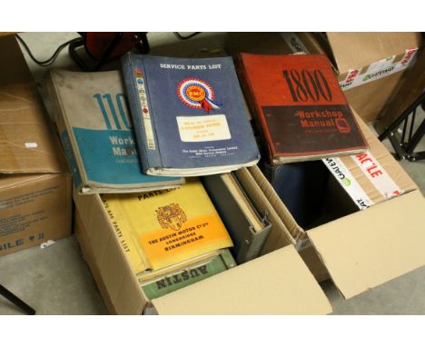 Large quantity of vintage car service and workshop manuals (4 boxes)