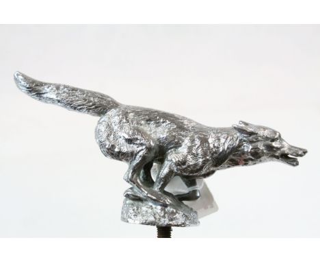 Vintage Chrome Plated Fox Car Mascot, 17cms long