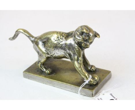 19th / Early 20th century Bronze Model of a Cat playing with a Ball, possibly French