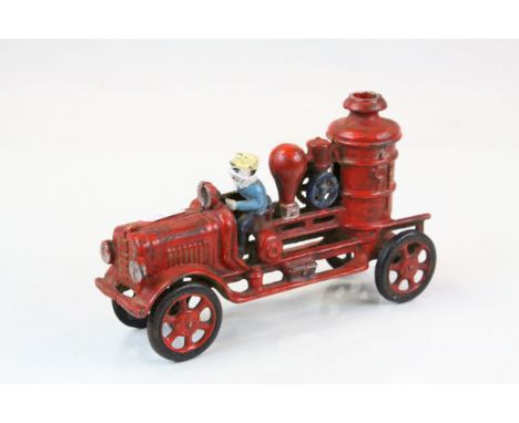 Vintage cast iron fire engine toy 