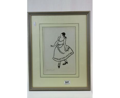 Dame Laura Knight, framed and glazed portrait of a dancing girl, signed in pencil