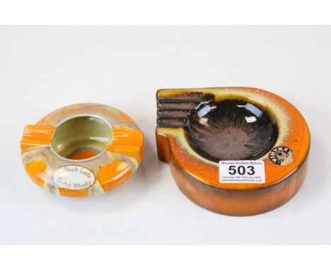 Shelley ash tray advertising Bulloch Lade Scotch whisky and another by Goebbels 