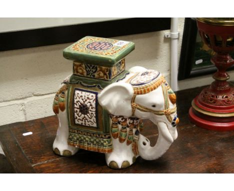 Contemporary ceramic oriental style elephant jardiniere stand