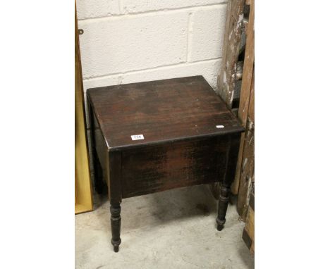 Two Wooden Decorators Step Ladders together with a Box Commode and a Set of Chimney Sweep Brushes