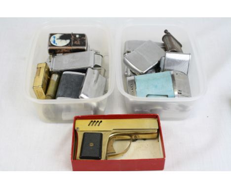 Mixed collection of vintage Petrol Lighters to include a novelty Gun shape