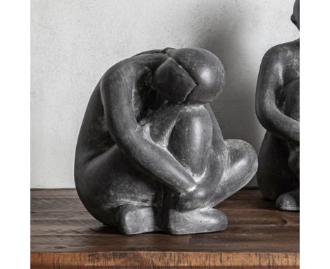 Man Sitting Figurine Grey Ceramic 260x150mm (2pk) (5011745852781)