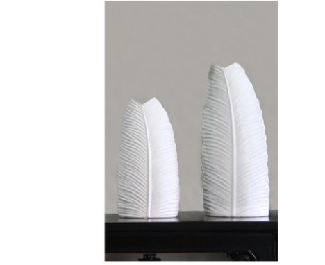 Leaf Ceramic Vase White 380x160mm (4pk) (5011745891704)