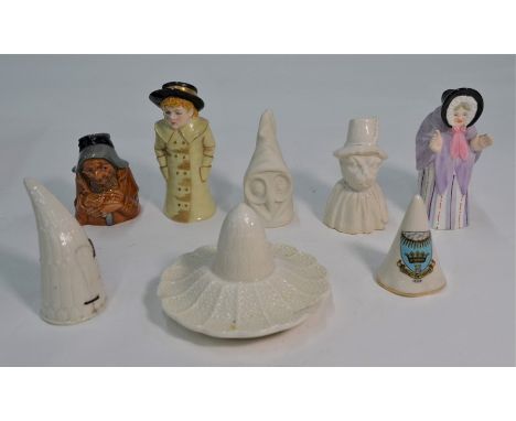 A Royal Worcester Victorian candle snuffer in the form of a Dickensian Boy, registered mark 1880 to/w a white porcelain snuff