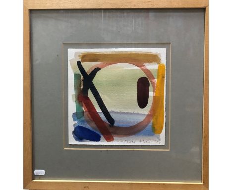 Mali Morris (b 1945) - 'Circle Series (Gold)', watercolour, signed and dated '87 lower right, 20.5 x 20.5 cm, gallery label f
