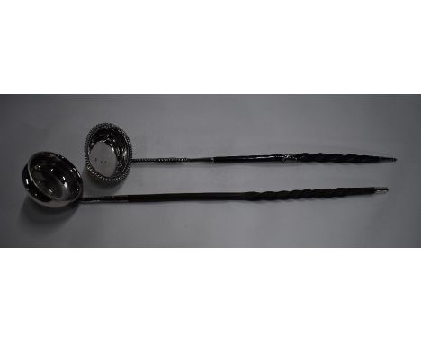 A George IV Scottish silver toddy ladle, the circular bowl inset with a 1787 shilling (no maker), Glasgow 1827, to/w an oval 