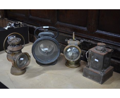 Railwayana: A large Lucas no 794 'King of the Road' Duplex carbide lamp, to/w a Lucas copper carbide lamp embossed for LNWR, 