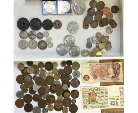 Collection of British and World Coins, including Pre 47 Silver Coins with World Silver Coins, two George III Cartwheel Twopen