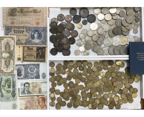 Collection of British and World Coins and World Banknotes, including George III 1797 Cartwheel Twopence and One Penny, 1806 P