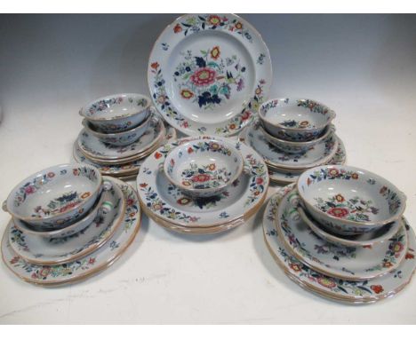 A Copeland Spode currants pattern design service, comprising of twelve plates, ten small plates, one large dinner plate, nine