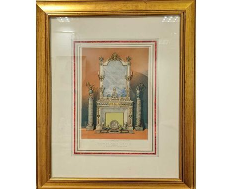 Three Day &amp; Son decorative chromolithographs: Portion of Park Gate, Iron Work, and, Chimney Piece Vases, each 32 x 21cm (