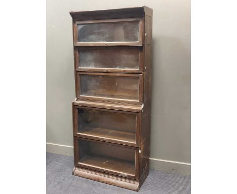 A Globe Wernicke type stacking oak bookcase, 197 x 88 x 38cm