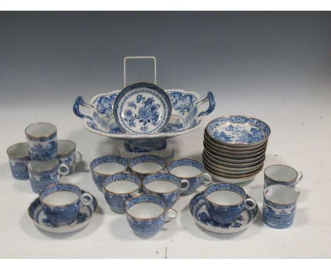 Items of Regency porcleain blue and white tea wares, to include six coffee cans, seven teacups and three saucers
