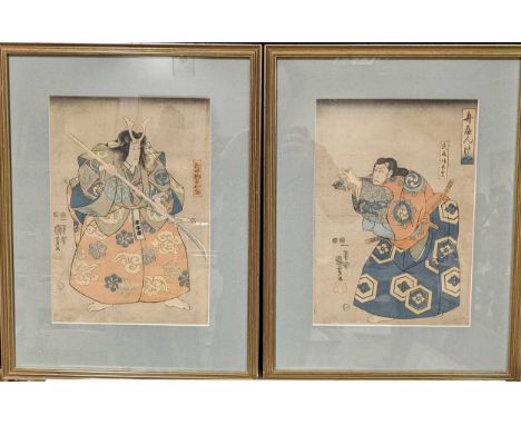Utagawa Kuniyoshi (Japanese, 1797–1861), Actors in Funa Benkei: Ichikawa Ebizô V as Musashibô Benkei and Ichikawa Danjûrô VII