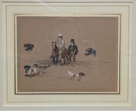 Three studies of figures with dogs; to include, Circle of Peter de Wint O.W.S. (British 1784-1849) Study of figures and dogs 