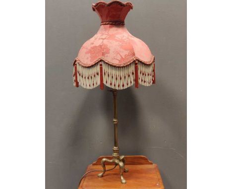 Brass Pulman adjustable lamp with beaded and tassel fringe shade85cm including shade