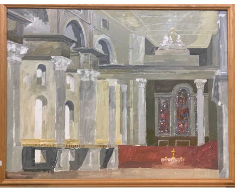 George West (British 1927-2021)Study of a church interior, together with an unfinished sketch of a church exterior, one frame