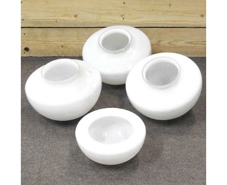 A collection of four various opaque glass light shades, largest 27cm diameter (4)