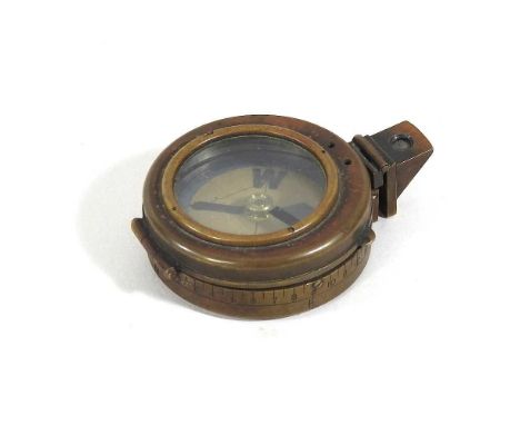 A world war I brass cased compass, by Watson and Son 1903, 5cm diameter