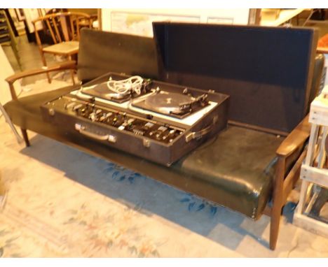 Leather upholstered Mid Century day bed probably G Plan CONDITION REPORT: Item appears in reasonable condition with general u