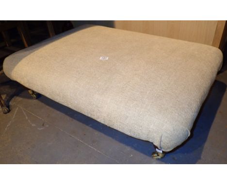 Large low upholstered cream pouffe 100 x 70 cm