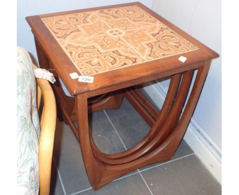 G Plan nest of three tile top tables