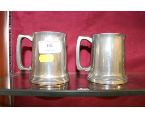 Two pewter tankards by W R Loftus of London