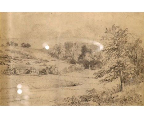 Attributed to E R Smythe, pencil sketch 'Foxhall Heath' dated 1852