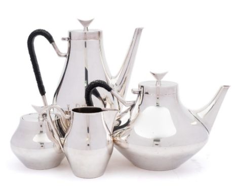 A John Prip Denmark pattern silver plated  four-piece tea and coffee service: for Reed &amp; Barton, comprising; coffee pot, 