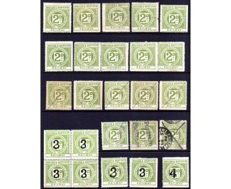 BRECON AND MERTHYR RAILWAY: 1891-1920 SELECTION INCLUDING PROOFS WITH DIAGONAL INK LINE (5), 1920 3d MANUSCRIPT (6 INCLUDING 