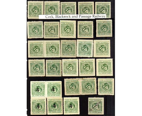CORK, BLACKROCK AND PASSAGE RAILWAY: 1892-1920 MINT OR UNUSED SELECTION, VARIOUS 2d PRINTINGS, ONE WITH RED 'CANCELLED' IN MA
