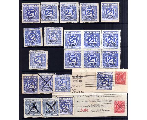 METROPOLITAN AND GREAT CENTRAL JOINT COMMITTEE: 1906-1930 MINT, UNUSED AND USED SELECTION, 2d BLUE CONTROL 573 OG (LS1), 1916