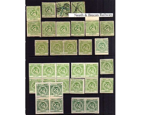 NEATH AND BRECON RAILWAY: 1891-1920 MINT, UNUSED AND USED SELECTION, VARIOUS PRINTINGS, A FEW BLOCKS, 1920 3d CONTROL 038 OG 