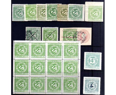 GLASGOW, BARRHEAD AND KILMARNOCH JOINT RAILWAY: 1891-1920 MINT AND USED SELECTION INCLUDING 1900 2d SHEET OF TWELVE MINT, UNL
