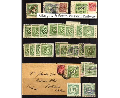 GLASGOW AND SOUTH WESTERN RAILWAY: 1891-1920 MINT, UNUSED OR USED SELECTION, 1892 2d MINT OPT SPECIMEN IN VIOLET AND RED MANU
