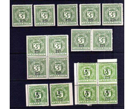 METROPOLITAN AND LONDON AND NORTH EASTERN RAILWAYS: 1927-8 MINT OR UNUSED SELECTION, 3d MANUSCRIPT ON 4d (6) AND 1928 3d (11)