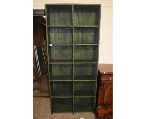 Pair of stained pine shelf units