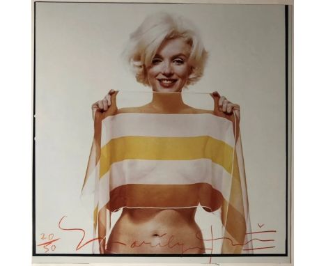 BERT STERN (1929-2013) Marilyn Monroe Photo print in colors, printed later 20thc.  Measures 20.00 x 20.00 Inches