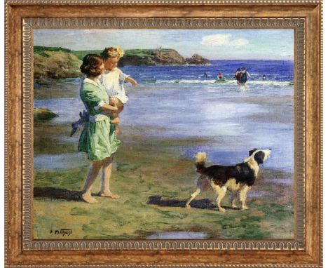 Edward Henry Potthast (1857–1927) was an American Impressionist painter known for his cheerful and colorful beach scenes, dep