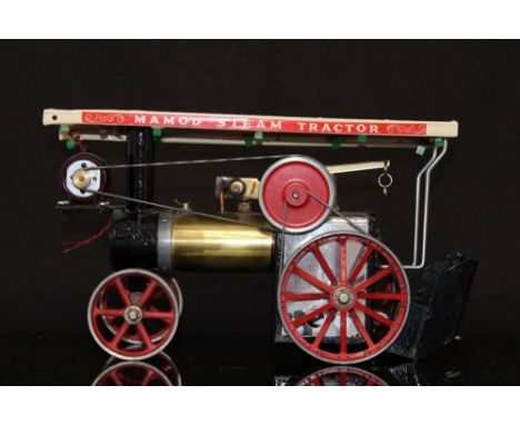 MAMOD: A Mamod live steam tractor T.E.1 complete with dynamo and LED bulbs, black and brass boiler.