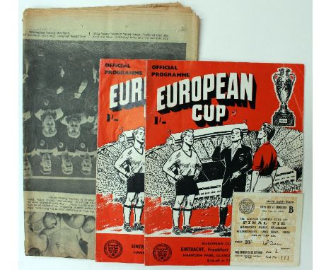 European Cup Memorabilia: A parcel lot of 1960 European Cup Final Memorabilia to include, two match programmes from the game 