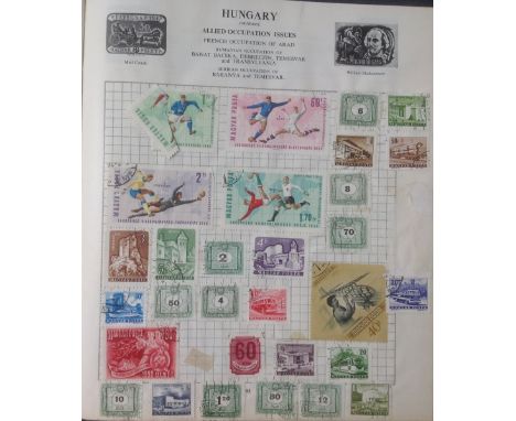 A case containing a collection of stamps, four albums containing first day covers, some commemorative, stamps of the world, M