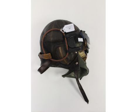 WW2 British RAF B type flying helmet, dated 1938. British made example by Frank Bryan Ltd. Size 3, Named to "HM Sells" With h