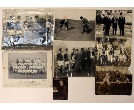 George Jobey Archive: A collection of black and white photographs from the 1920s to include: an unknown cricket team with pla