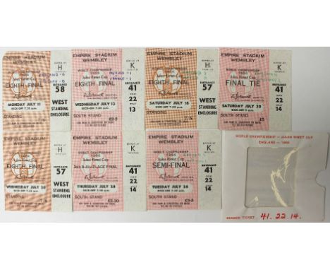 World Cup Memorabilia: 1966 World Cup Ticket stubs from seven Wembley games to include - England v. Uruguay, Mexico v. France