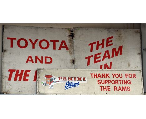 Baseball Ground Memorabilia: A collection of three Derby County Baseball Ground signs to include: "Panini Stickers - Thank yo